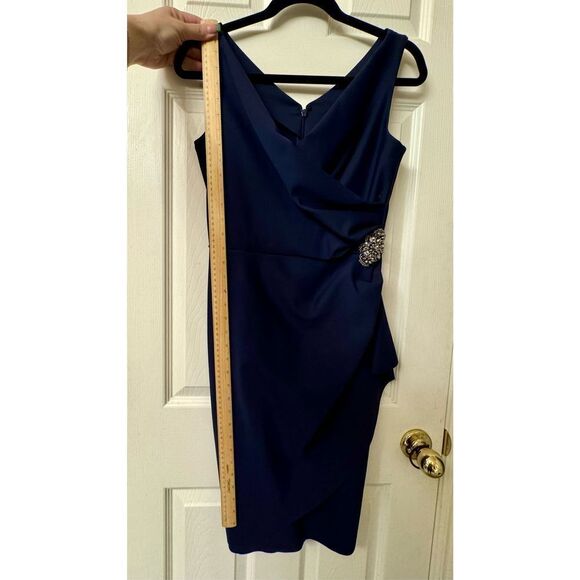 NWOT Alex Evenings Womens Embellished Faux Wrap Compression Dress W/Side Ruching - Picture 7 of 10